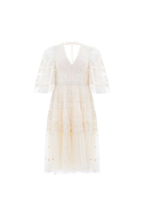 Lottie Lace Midi Dress - Beige