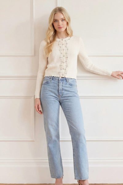 Crystal Border Short Cardigan