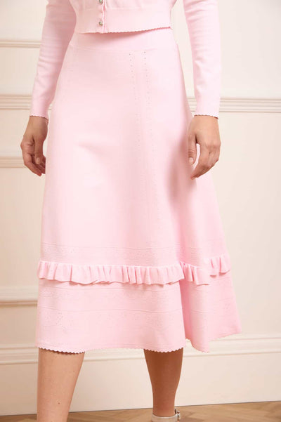 Pointelle Trim Knit Skirt