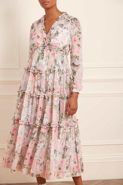 Rose Powder Chiffon Ankle Gown