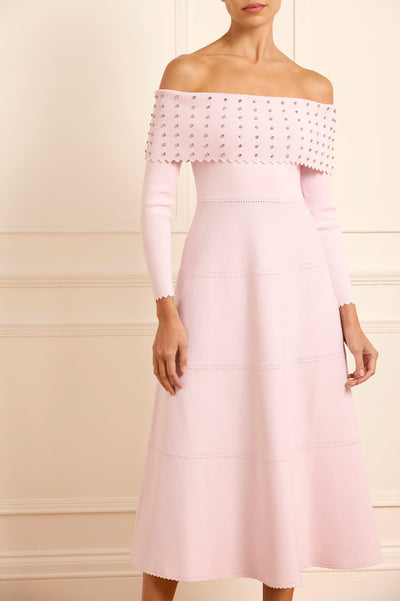 Embellished Bardot Knit Gown