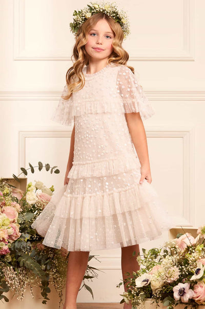 Leila Dot Tiered Cape Kids Dress