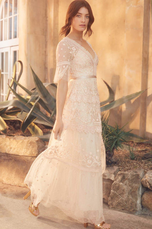 Midsummer Lace Gown - Beige