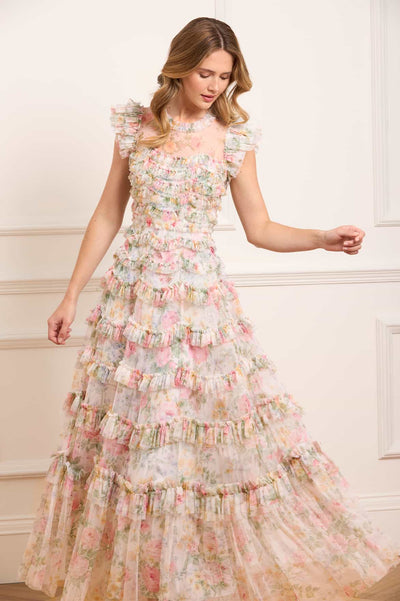 Pompadour Garden Round Neck Gown