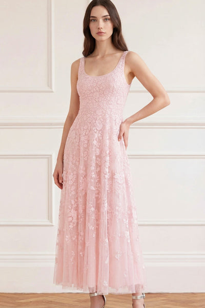 Rosa Sleeveless Scoop Neck Ankle Gown