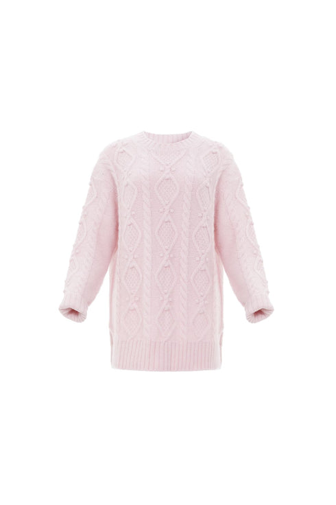 Sylvie Cable Longline Jumper - Pink